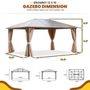 EROMMY 12' x 16' Hardtop Gazebo, Outdoor Polycarbonate Roof Canopy, Aluminum Frame Permanent Pavilion, Sunshade-Erommy